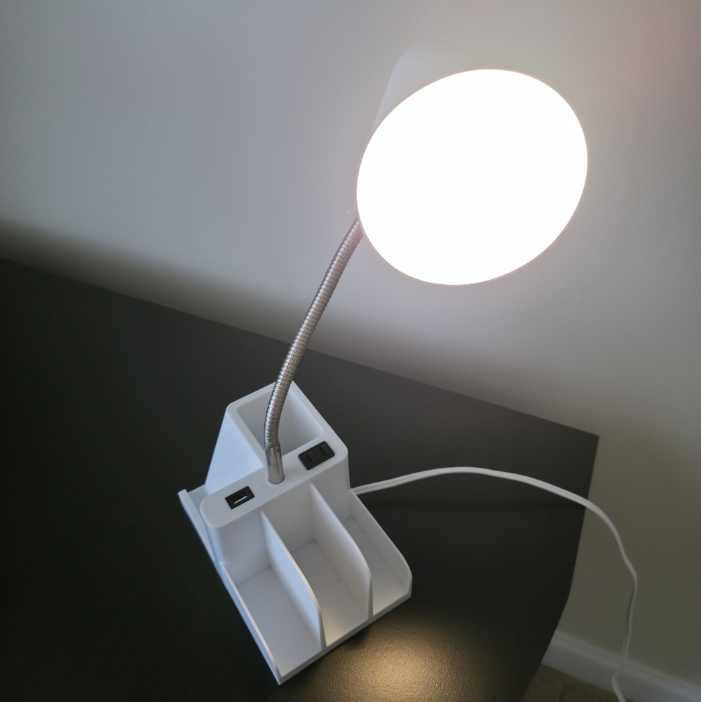 White Desk Lamp with USB Port